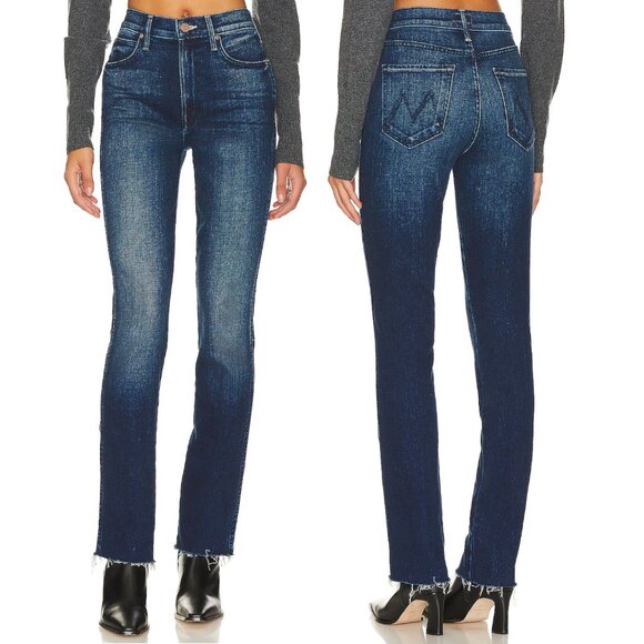 MOTHER High Waisted Rascal Sneak Fray Jeans Size 24 NWT - Picture 1 of 7